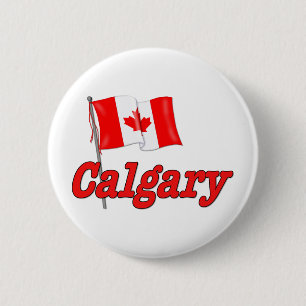 Canada Flag - Calgary 6 Cm Round Badge