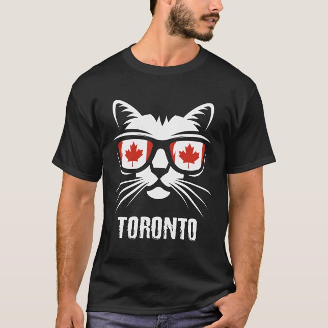 Canada Flag Canadian Cat Maple Leaf Toronto T-Shirt (Front)