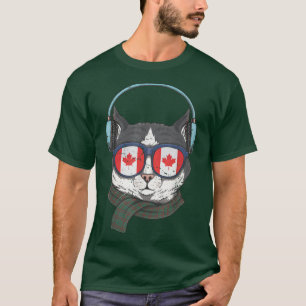 Canada Flag Canadian Cat Sunglasses Funny Men Wome T-Shirt