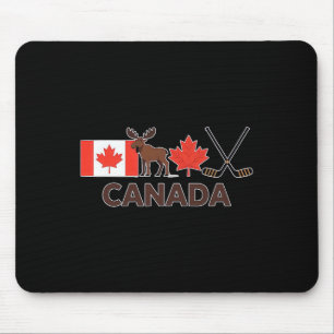 Canada Flag Canadian Maple Leaf Deer Ice Hockey _1 Mouse Pad