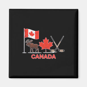 Canada Flag Canadian Maple Leaf Deer Ice Hockey  Magnet