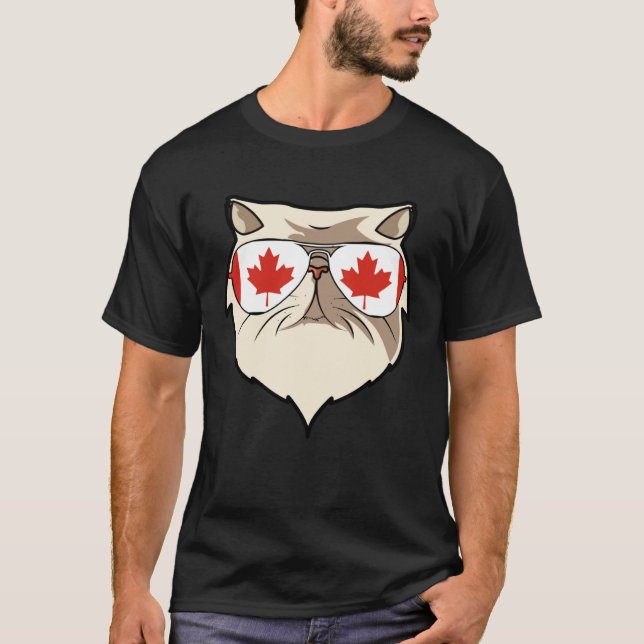 Canada Flag Canadian Persian Cat Sunglasses T-Shirt (Front)
