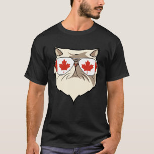 Canada Flag Canadian Persian Cat Sunglasses T-Shirt
