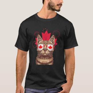 Canada Flag  Cat Sunglasses Canadian Flag Men Wome T-Shirt