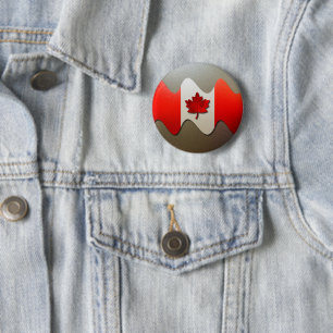 Canada Flag-Chrome by Shirley Taylor 6 Cm Round Badge
