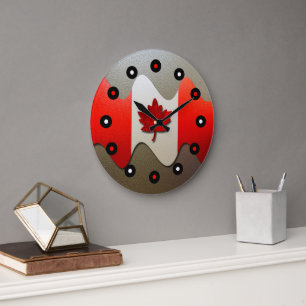 Canada Flag-Chrome by Shirley Taylor Large Clock