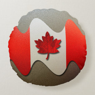 Canada Flag-Chrome by Shirley Taylor Round Cushion
