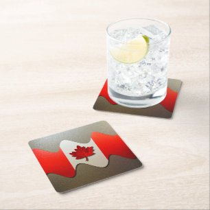 Canada Flag-Chrome by Shirley Taylor Square Paper Coaster