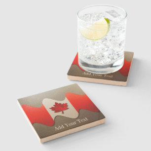 Canada Flag-Chrome by Shirley Taylor Stone Coaster