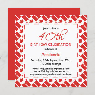 CANADA  FLAG Custom Birthday Celebration Invitation