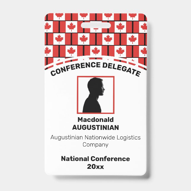 CANADA FLAG Customised Logo Photo ID Name Badge (Front)