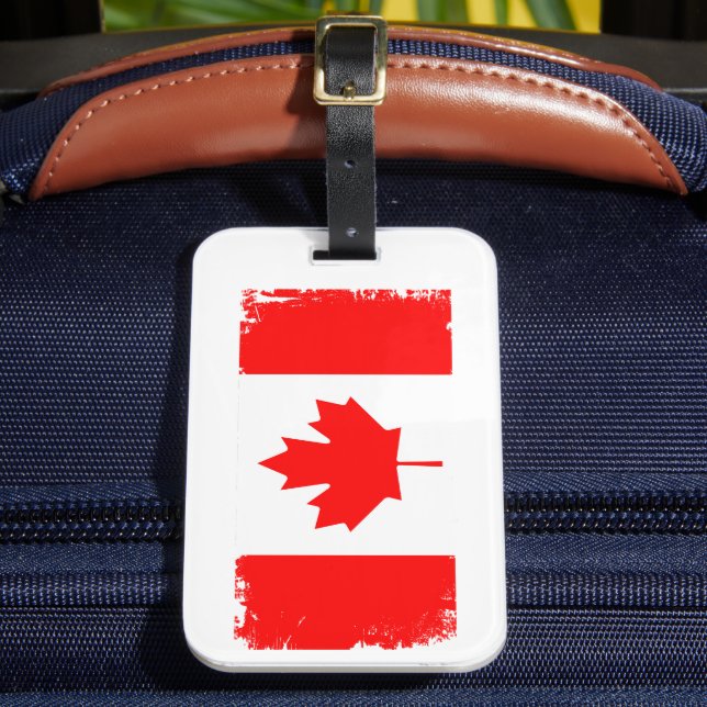 Canada flag distressed  luggage tag (Front Insitu 2)