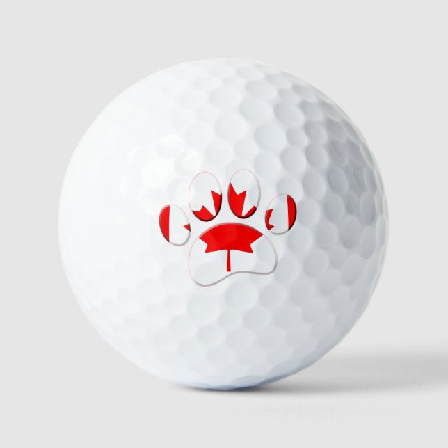 Canada Flag Dog Paw Print Golf Balls (Front)