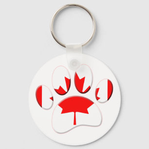 Canada Flag Dog Paw Print Key Ring