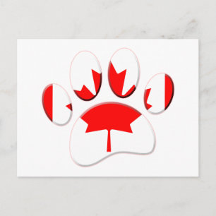 Canada Flag Dog Paw Print Postcard