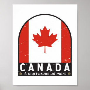 Canada Flag Emblem Distressed Vintage Poster