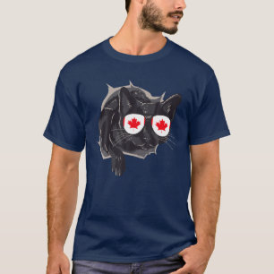 Canada Flag Funny Canadian Cat Sunglasses T-Shirt