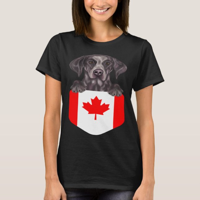 Canada Flag German Shorthaired Pointer Dog In Pock T-Shirt (Front)
