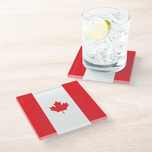 Canada flag glass coaster (Angled)