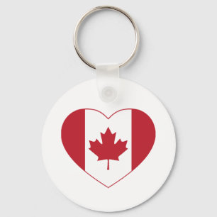 Canada Flag Heart Button Keychain