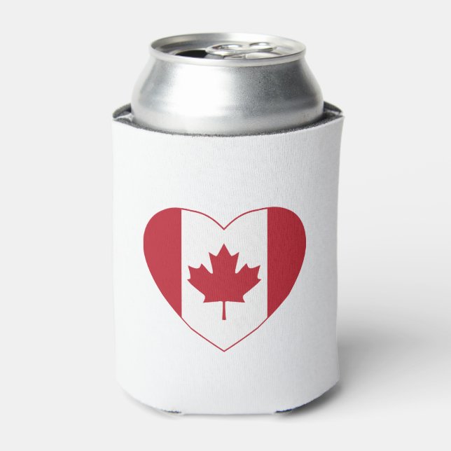Canada Flag Heart Can Cooler (Can Front)