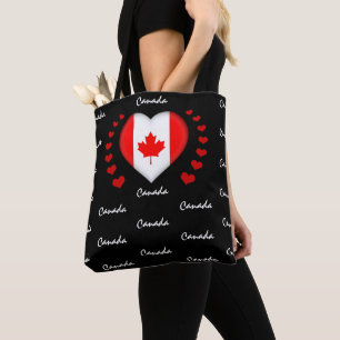Canada Flag & Heart, Canadian Flag fashion /sport Tote Bag