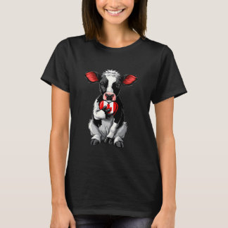 Canada Flag Heart Cow Canada Maple Leaf Canadian R T-Shirt