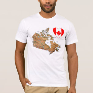 Canada Flag Heart + Map T-Shirt