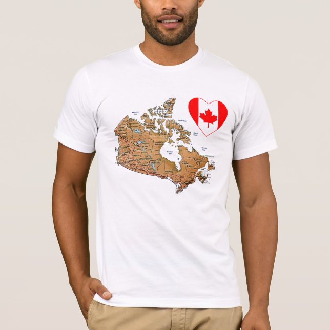 Canada Flag Heart + Map T-Shirt (Front)