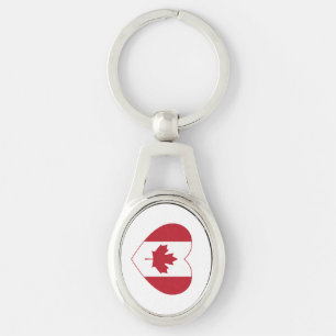 Canada Flag Heart Metal Keychain