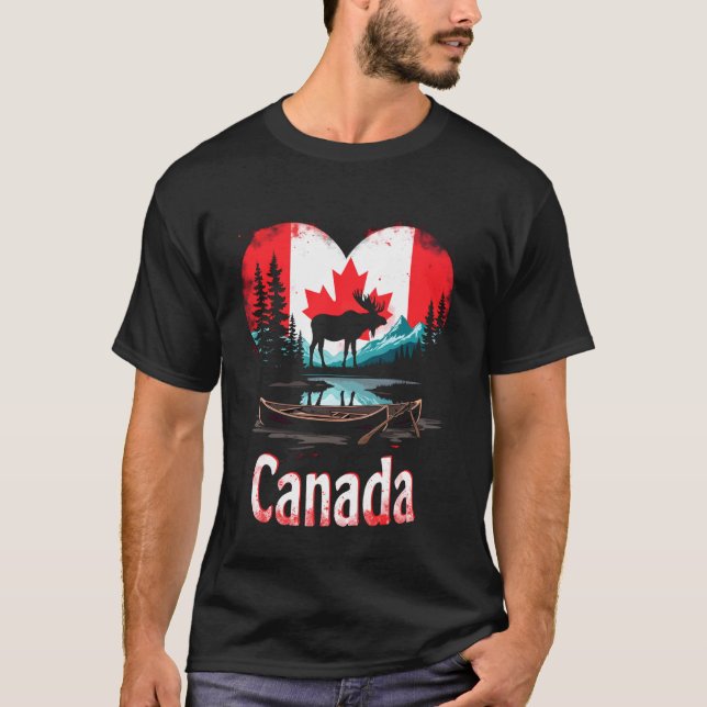 Canada Flag Heart T-Shirt (Front)