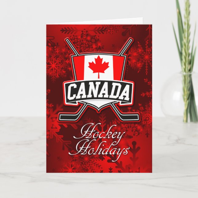 Canada Flag Hockey Christmas Card (Front)