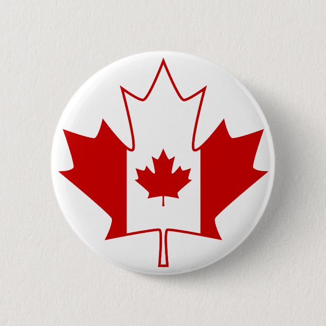 Canada Flag in Maple Leaf - White 6 Cm Round Badge (Front)