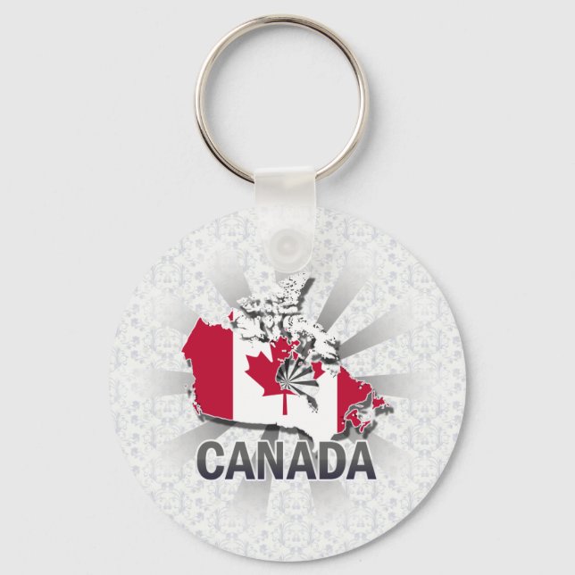 Canada Flag Map 2.0 Key Ring (Front)