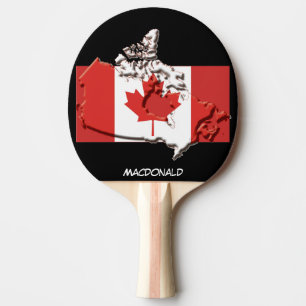 CANADA FLAG & MAP Black Personalised Ping Pong Paddle