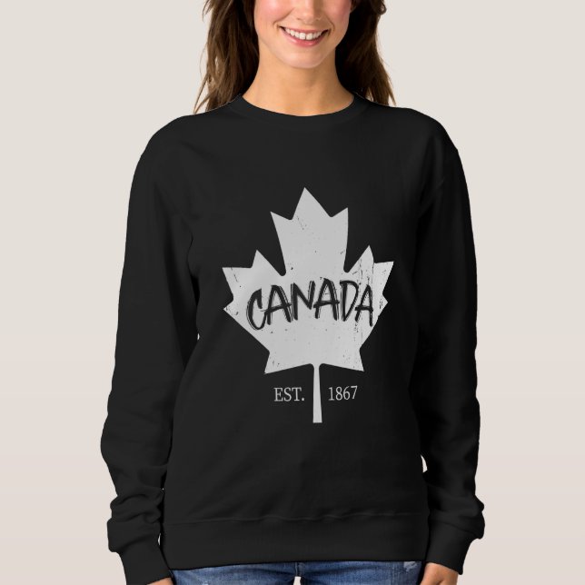 Canada Flag Maple Leaf Canadian Patriot Ice Hockey Sweatshirt (Front)