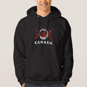 Canada Flag Moon Canadian Maple Leaf Hoodie