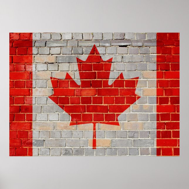 Canada flag on a brick wall poster (Front)