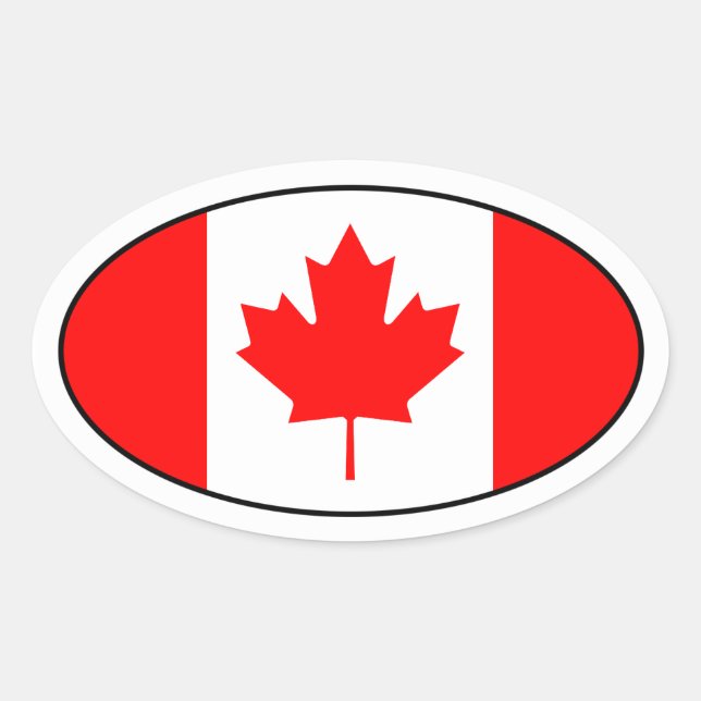 Canada Flag Oval Sticker (Front)