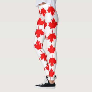 Canada flag pattern leggings