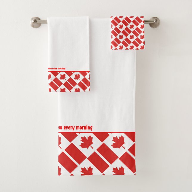 CANADA FLAG Personalised Scripture WHITE Bath Towel Set (Insitu)