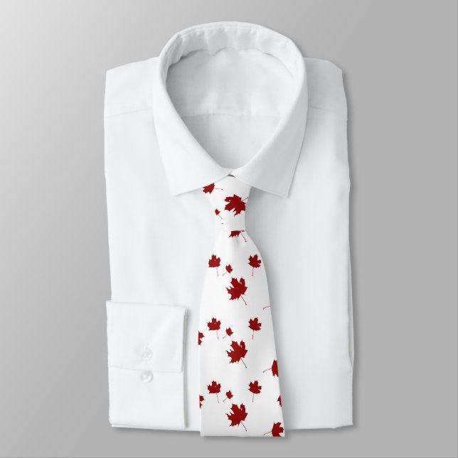 Canada Flag red maple leaf Tie (Tied)
