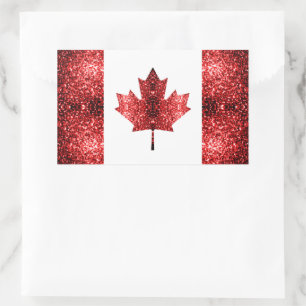 Canada flag red sparkles rectangular sticker