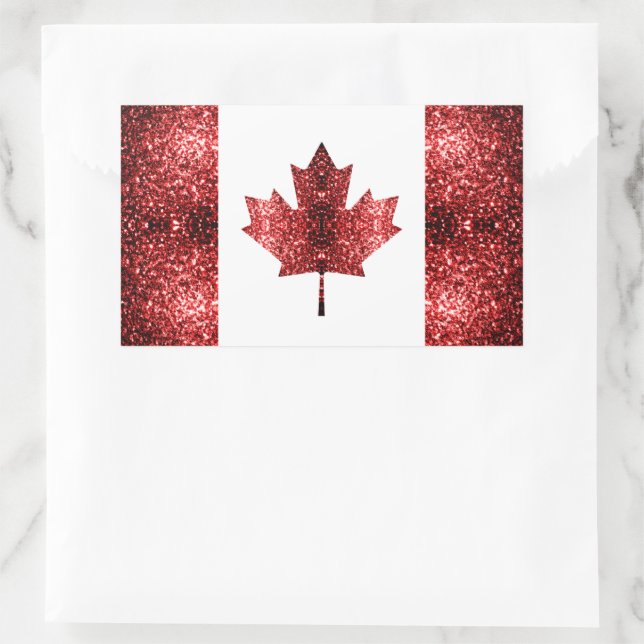 Canada flag red sparkles rectangular sticker (Bag)