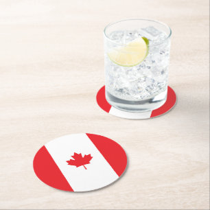 Canada flag round paper coaster