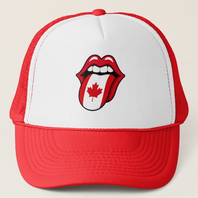 Canada Flag Tongue Hat – Funny World Cup 2026 Cap (Front)
