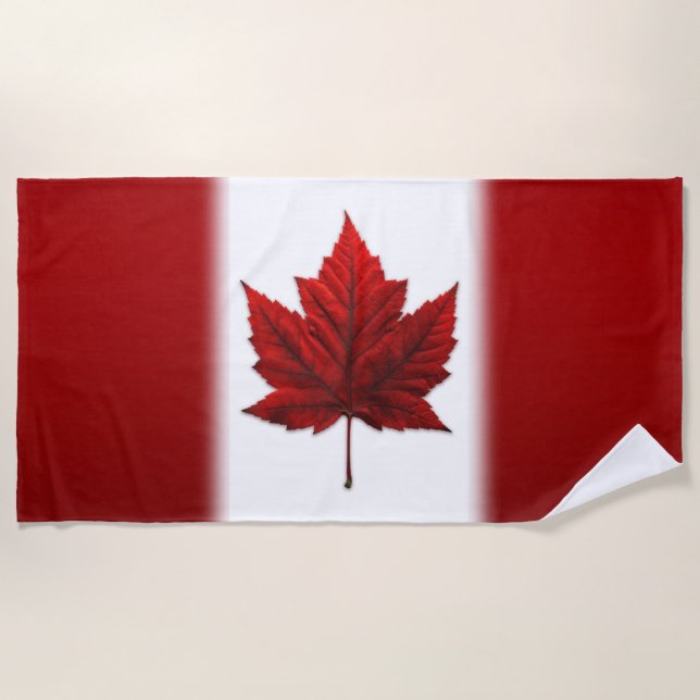 Canada Flag Towel Canadian Maple Leaf Beach Towel  (Front)