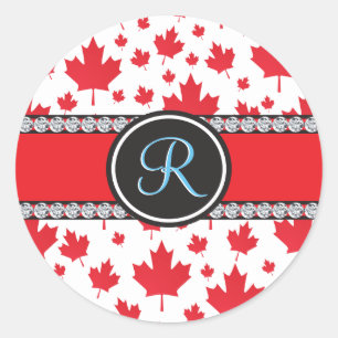 Canada Flag Unique Abstract Budget Monogram Classic Round Sticker