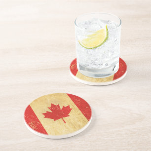 Canada Flag Vintage Design Coaster