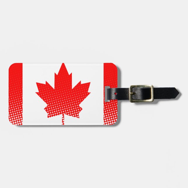 Canada Flag With Halftone Effect Luggage Tag (Front Horizontal)